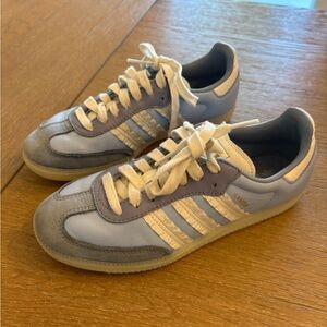 Adidas woman’s 6.5 samba  Light Blue and white ruffle Sneakers